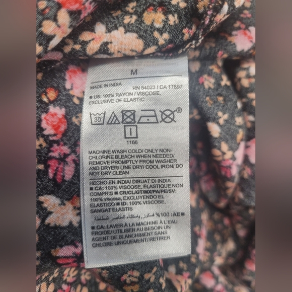 Old Navy M Mini Dress Rayon India Partial Elastic Smocked Back Short Sleeve - Picture 4 of 4